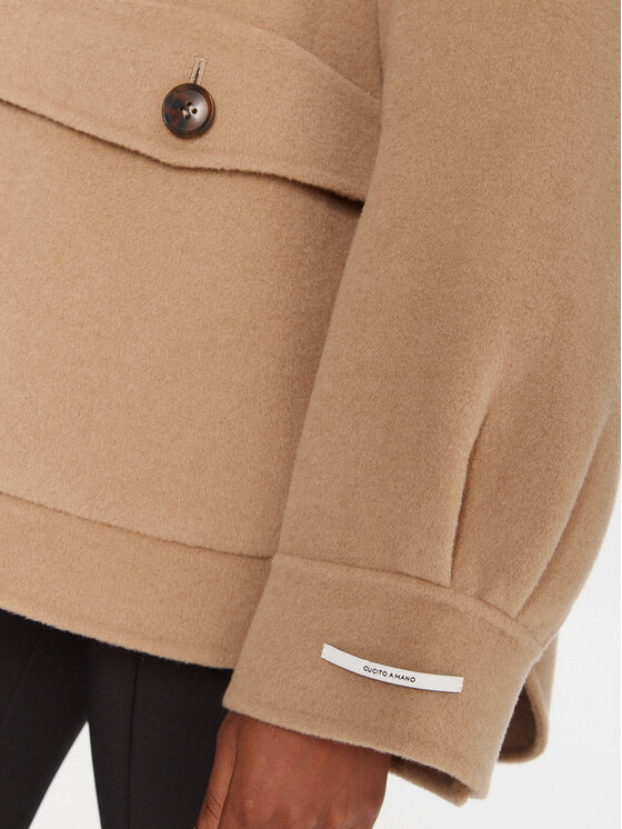 Marella Marella Cappotto di lana Gettone 2523086011 Beige Loose Fit