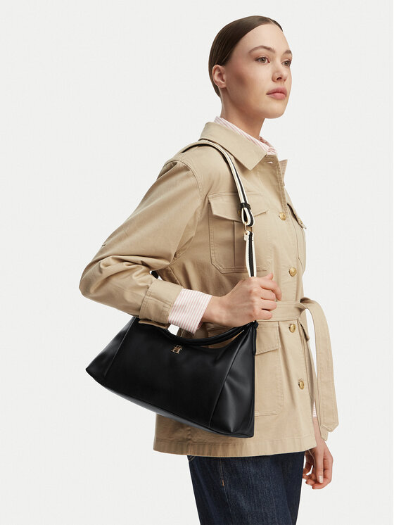 Tommy Hilfiger Geantă Th Essential Shoulder Bag AW0AW18374 Negru