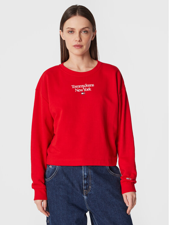 Crew Neck Sweatshirt Tommy Jeans Sweatshirt Rot Relaxed Fit Tommy