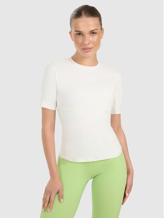4F 4F Koszulka techniczna TRAINING Kremowy Slim Fit