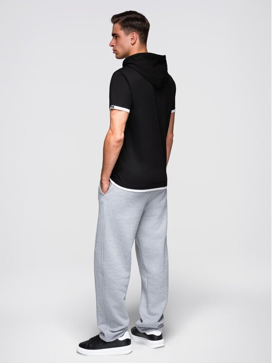 Ombre Ombre T-Shirt OM-TSCT-0256 Černá Regular Fit