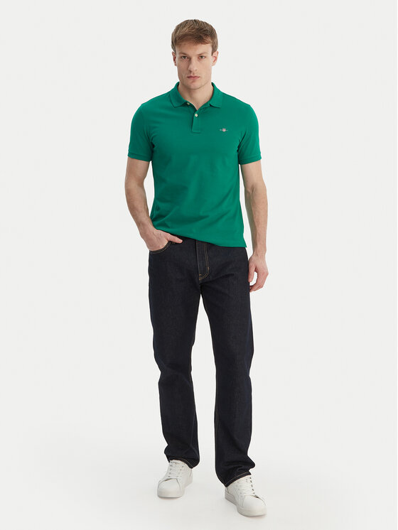 Gant Gant Polo marškinėliai Shield 2220 Žalia Slim Fit