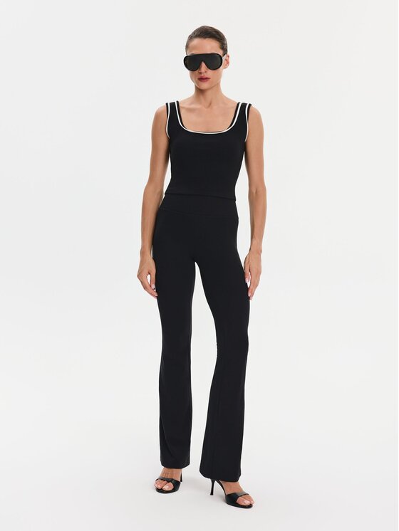Nudyess Nudyess Top Eleni z prążka Czarny Regular Fit