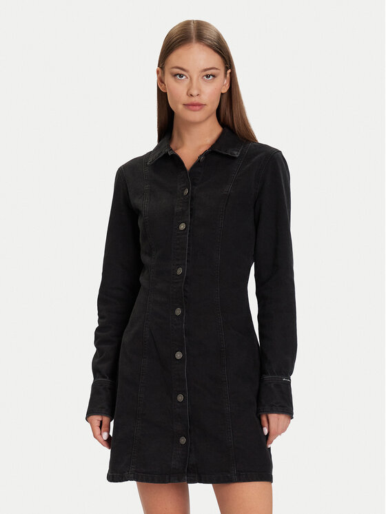 Guess Jeans Guess Jeans Rochie de blugi W5BK48 D0831 Negru Slim Fit