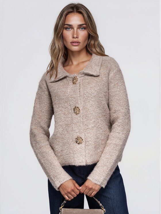 Ombre Ombre Svetr OW-SW-E0066 Béžová Regular Fit