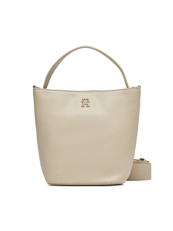 Geantă Tommy Hilfiger Th Essential Sc Bucket AW0AW15706 White Clay AES
