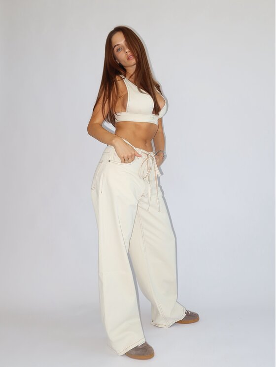 MissDenim MissDenim Top Denim Bra Kremowy Basic Fit