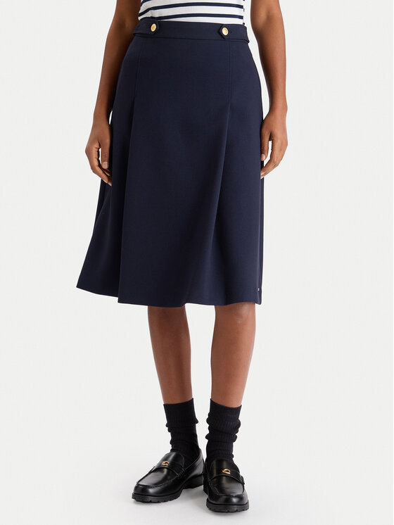 Tommy Hilfiger Tommy Hilfiger Trapézová sukně WW0WW48263 Tmavomodrá Regular Fit