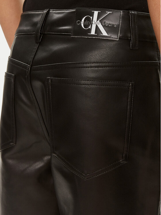 Calvin Klein Jeans Calvin Klein Jeans Dirbtinės odos kelnės J20J223548 Juoda Straight Fit