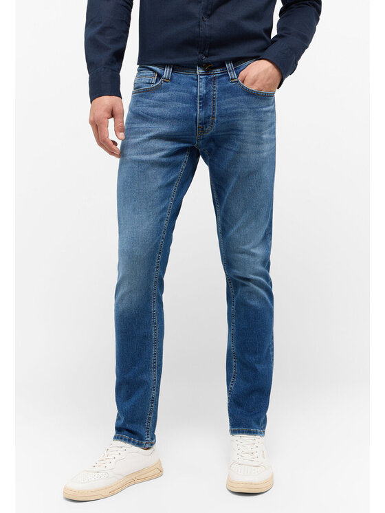 Jeans MUSTANG Oregon Slim K Pour Homme – Coupe Slim, Stretch, Délavé | 66% Coton, 32% Polyester Recyclé, 2% élasthanne