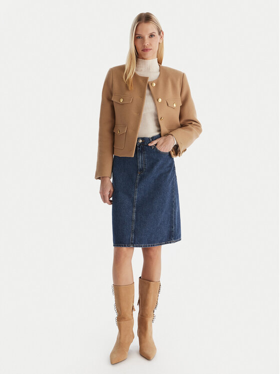 Tommy Hilfiger Tommy Hilfiger Дънкова пола WW0WW45666 Тъмносин Straight Fit