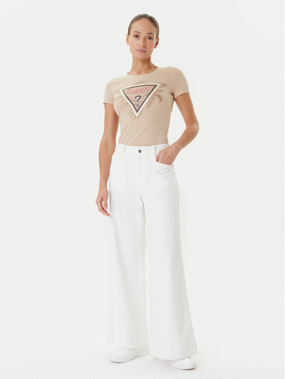 Guess Guess T-Shirt W5YI13 J1314 Beżowy Regular Fit
