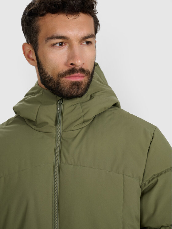 4F 4F Kurtka puchowa URBAN COMMUTER Khaki Regular Fit