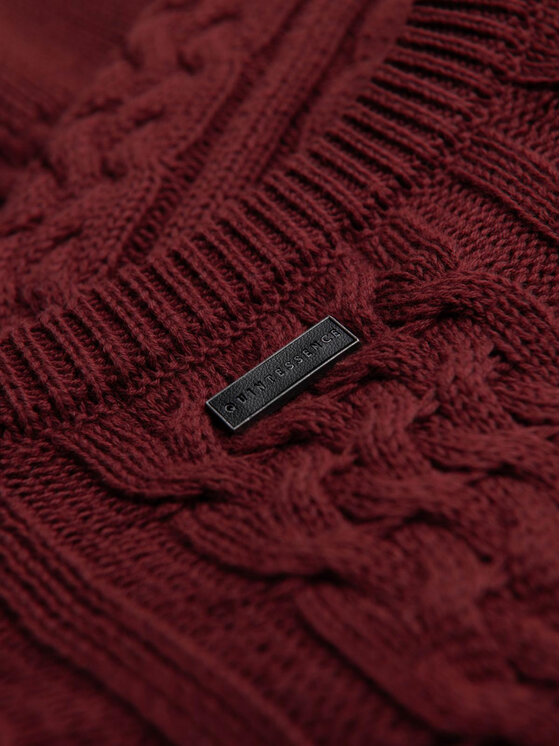 Ombre Ombre Sweter OM-SWSW-0173 Czerwony Regular Fit