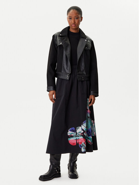 Desigual Desigual Μπουφάν από απομίμηση δέρματος Motor 25WWEW53 Μαύρο Regular Fit