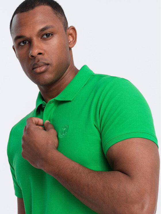 Ombre Ombre Polo OM-POBS-0100 Zielony Regular Fit