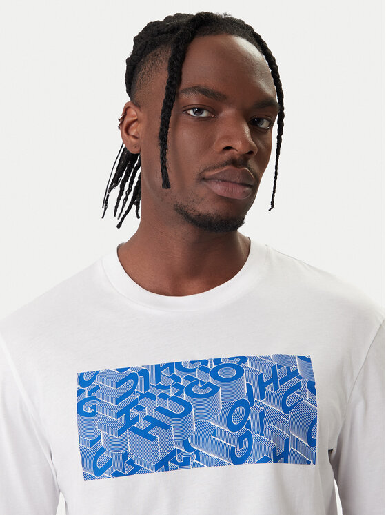 HUGO HUGO T-krekls Nierofix 50554369 Balts Regular Fit