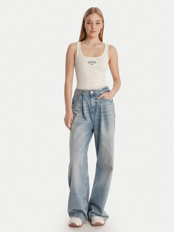 Guess Jeans Guess Jeans Felső W6RP20 KA0H1 Ekru Slim Fit