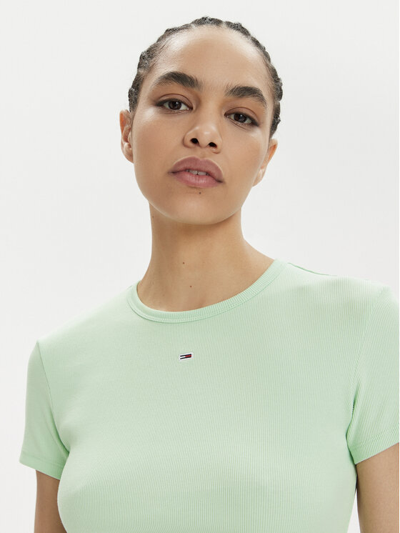 Tommy Jeans Tommy Jeans T-shirt Essential DW0DW17383 Verde Slim Fit