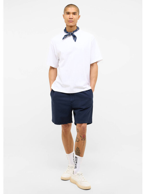 Mustang Mustang Szorty materiałowe Linen Jogger Shorts Niebieski Regular Fit