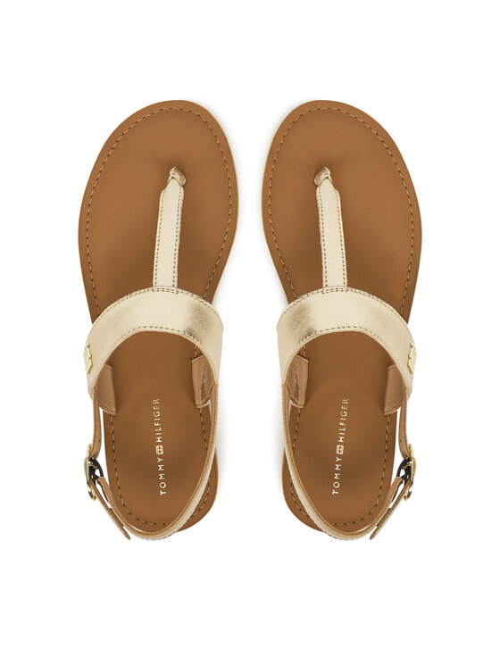 Tommy Hilfiger Tommy Hilfiger Sandały Metallic Leather Thong Sandal FW0FW08798 Złoty