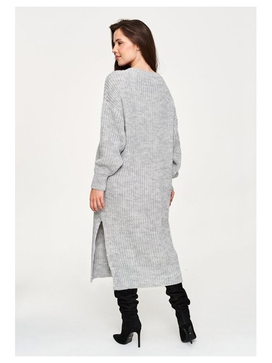 Makadamia Makadamia Sweter S177 Szary Loose Fit
