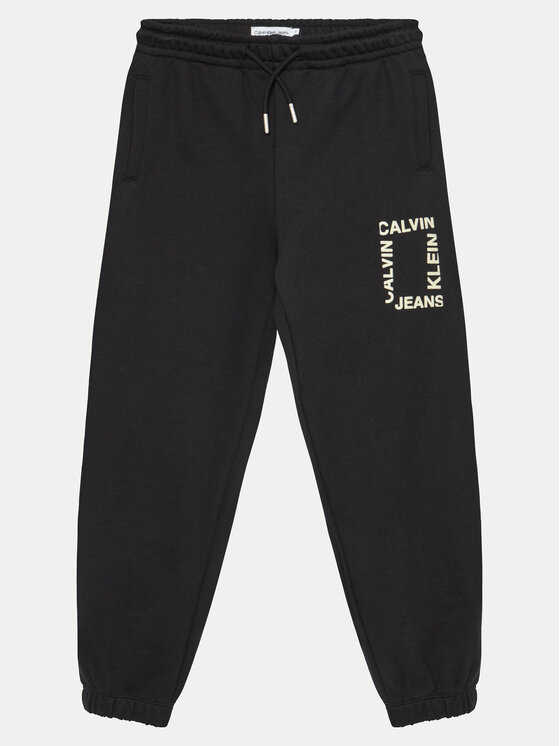 Calvin Klein Jeans Teplákové nohavice Mini Hero IB0IB02125 Čierna Relaxed Fit