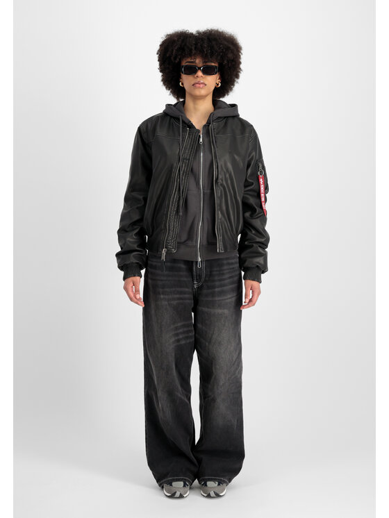 Alpha Industries Alpha Industries Kurtka bomber MA-1 Faux Leather Vintage Bomber Jacket Women Czarny Regular Fit