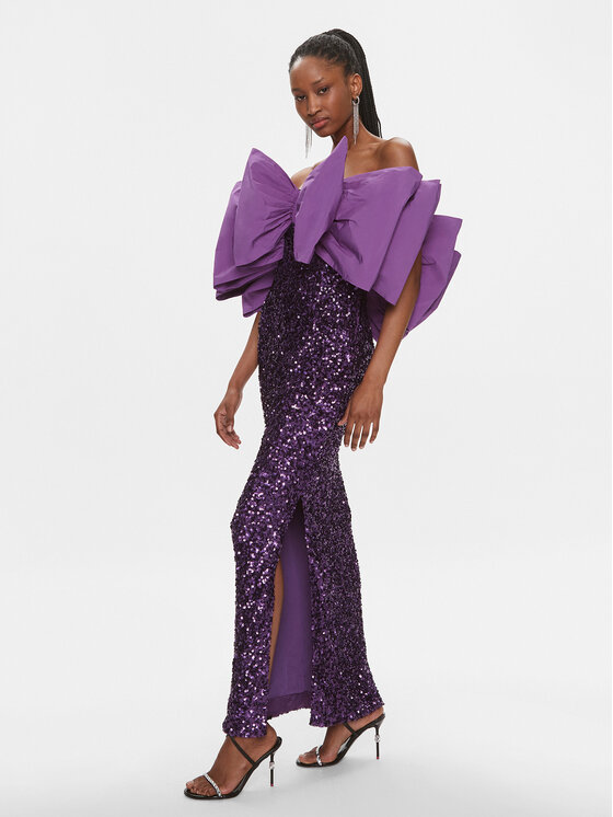ROTATE ROTATE Koktélruha Sequins Bow 1115762073 Lila Slim Fit