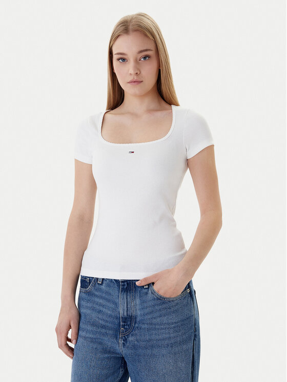 Tommy Jeans Tommy Jeans T-shirt DW0DW21837 Bijela Slim Fit