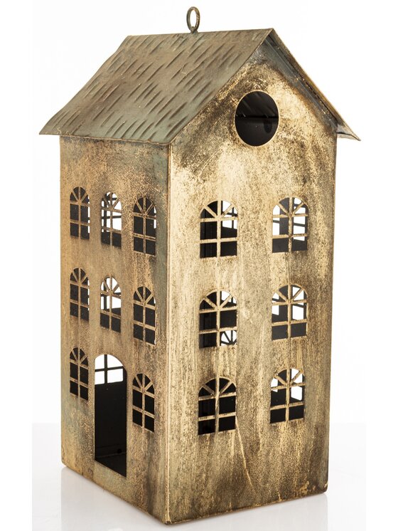 MIAhome MIAhome Lampion metalowy domek 33x18x15 cm KEKERE Złoty
