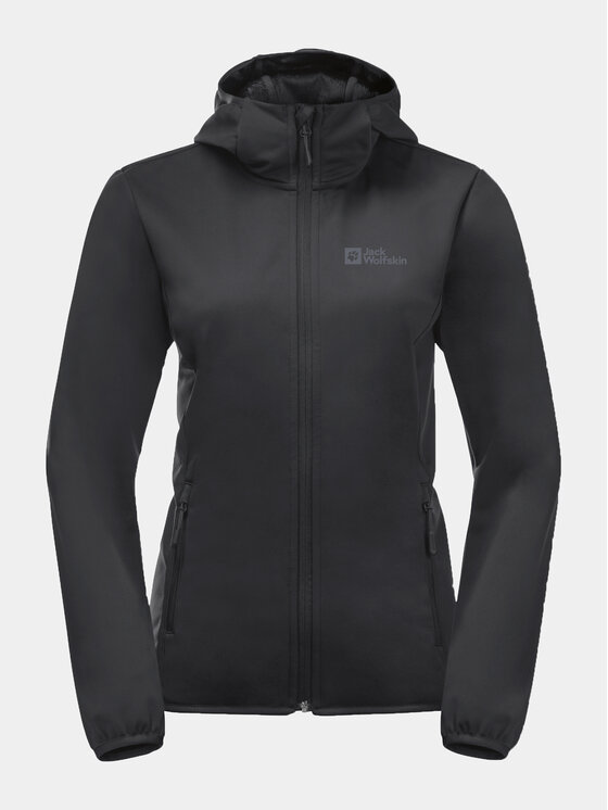 Jack Wolfskin Jack Wolfskin Kurtka softshell Windhain Hoody 1307481 Czarny Regular Fit