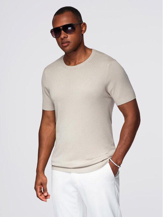 Ombre Ombre T-Shirt OM-TSCT-0252 Szary Regular Fit