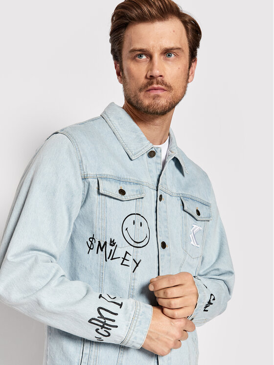 Karl Kani Karl Kani Traper jakna SMILEY Retro Scribble 6087126 Plava Relaxed Fit