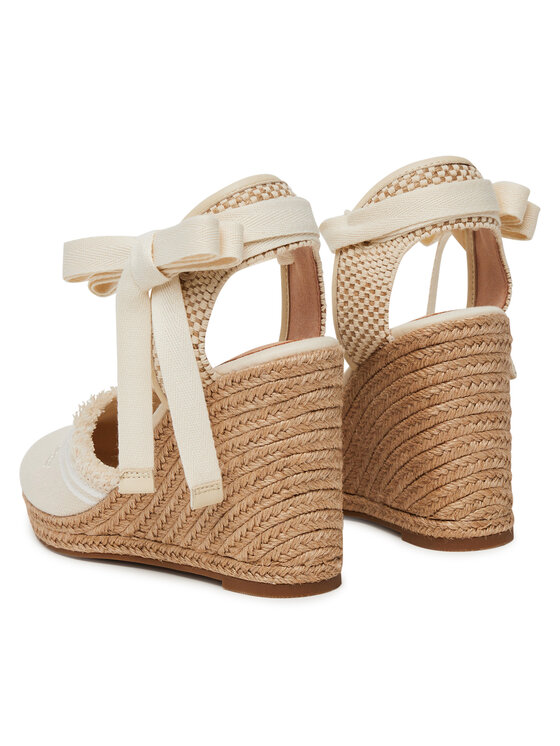 Tommy Hilfiger Tommy Hilfiger Espadrilles Fringe Canvas High Wedge FW0FW08878 Écru
