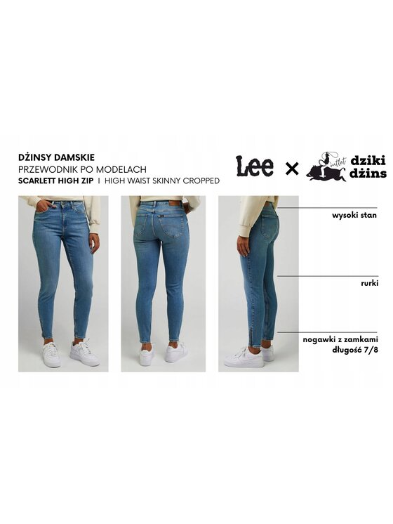 Lee Lee Jeansy SCARLETT HIGH ZIP Szary Skinny Fit