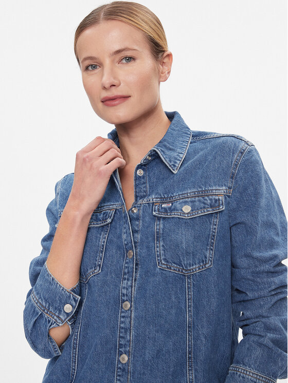 Tommy Jeans Tommy Jeans Džínsové šaty Aline Ls Dress Ah5032 Ext DW0DW17542 Modrá Regular Fit