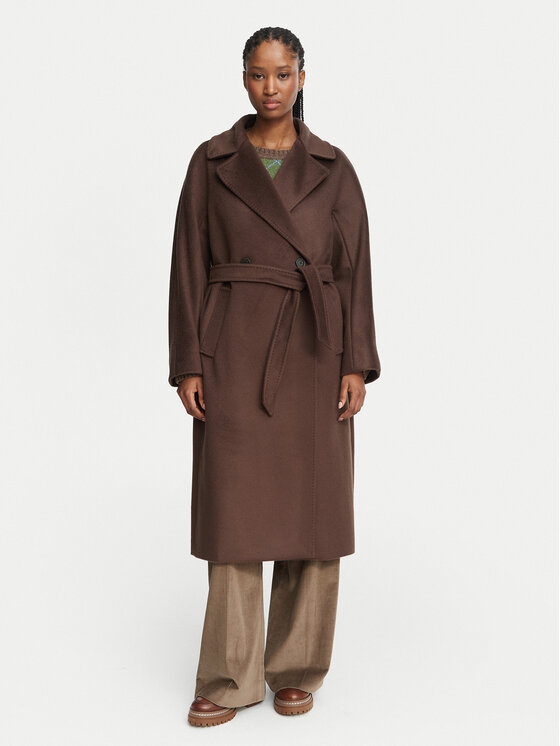 Weekend Max Mara Weekend Max Mara Μάλλινο παλτό Resina 2625016102 Σκούρο καφέ Regular Fit