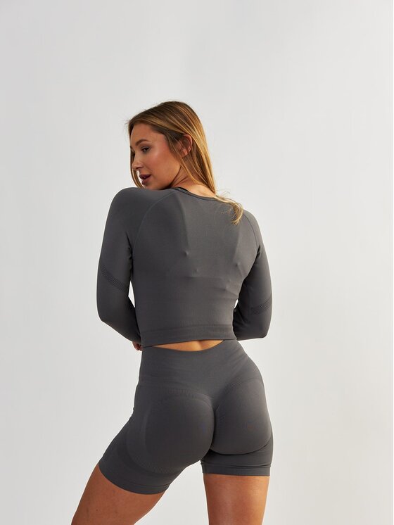 BeShaped BeShaped Longsleeve Sportowy Power Up! Szary Shaping Fit
