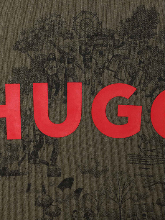 HUGO Hugo Majica dugih rukava G25150 D Kaki Regular Fit
