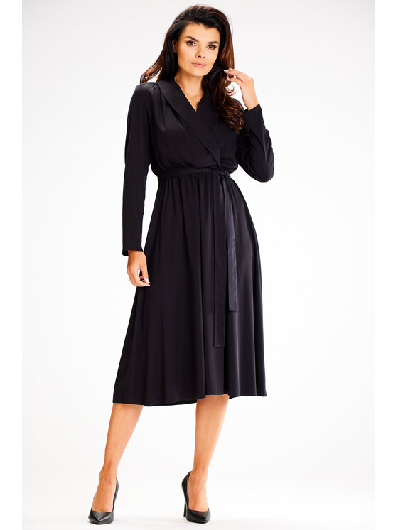 Awama Awama Letné šaty A604 Čierna Basic Fit