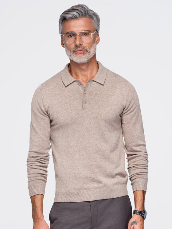 Ombre Ombre Polo OM-POLS-0151 Brązowy Regular Fit
