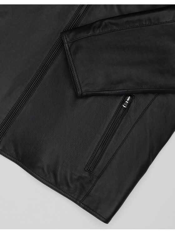 Borgio Borgio Kurtka skórzana salandra_c Czarny Slim Fit