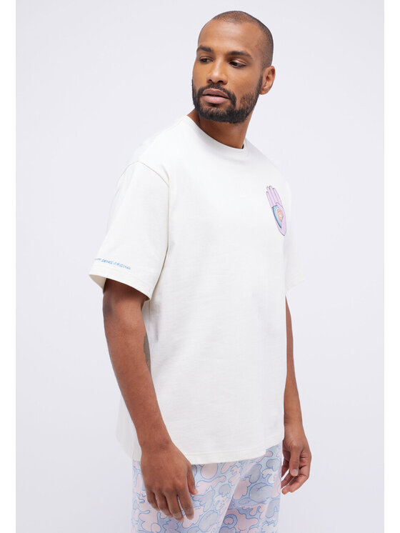 Mustang Mustang T-shirt UNISEX T-SHIRT COLLAB Bianco Loose Fit