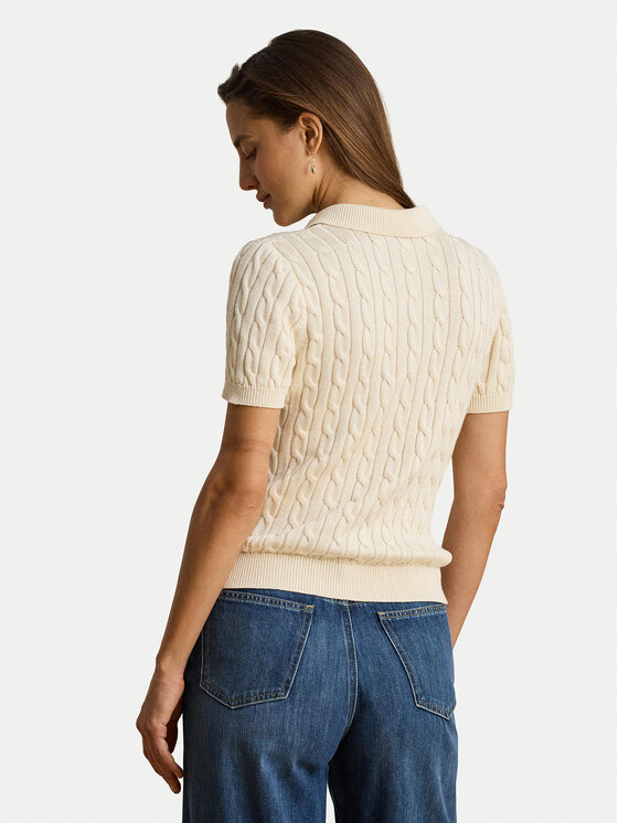 LAUREN RALPH LAUREN LAUREN RALPH LAUREN Тениска с яка и копчета 200P14041001 Кремав Regular Fit