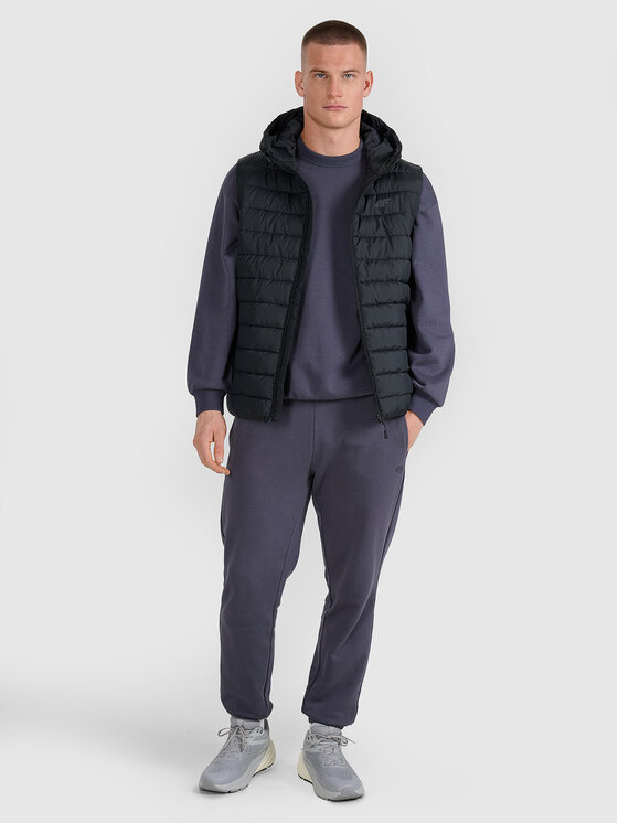 4F 4F Kamizelka MIDSHOP TEXTILE Czarny Regular Fit