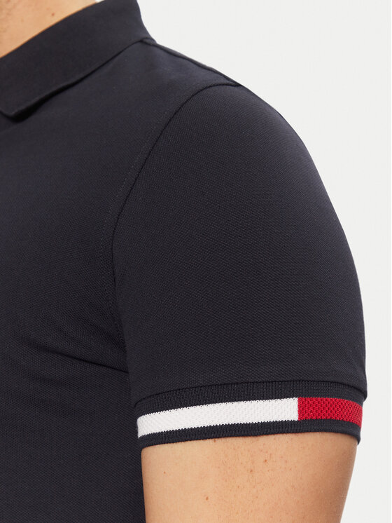 Tommy Hilfiger Tommy Hilfiger Polo Flag Cuff MW0MW37518 Granatowy Slim Fit