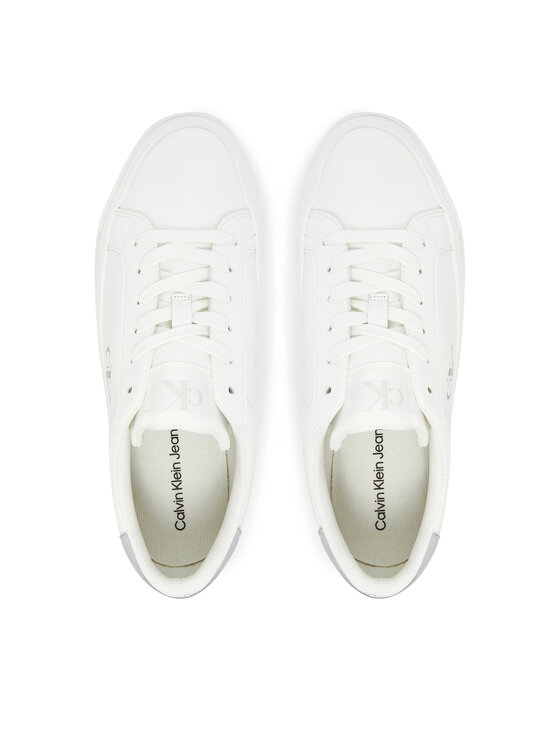 Calvin Klein Jeans Calvin Klein Jeans Snīkeri Vulc Flatf Lth Silver Logo Tag YW0YW01877 Balts