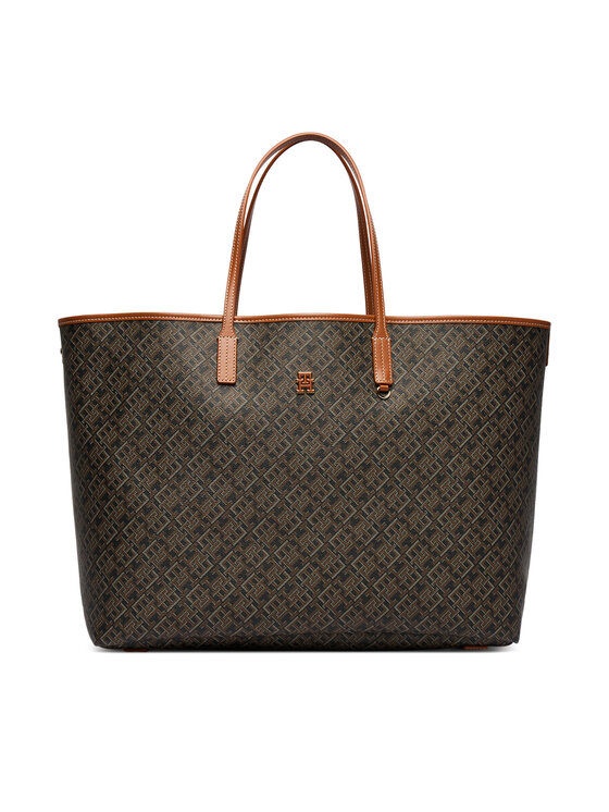 Tommy Hilfiger Tommy Hilfiger Kabelka Th Monoplay Maxi Tote Le AW0AW18850 Černá