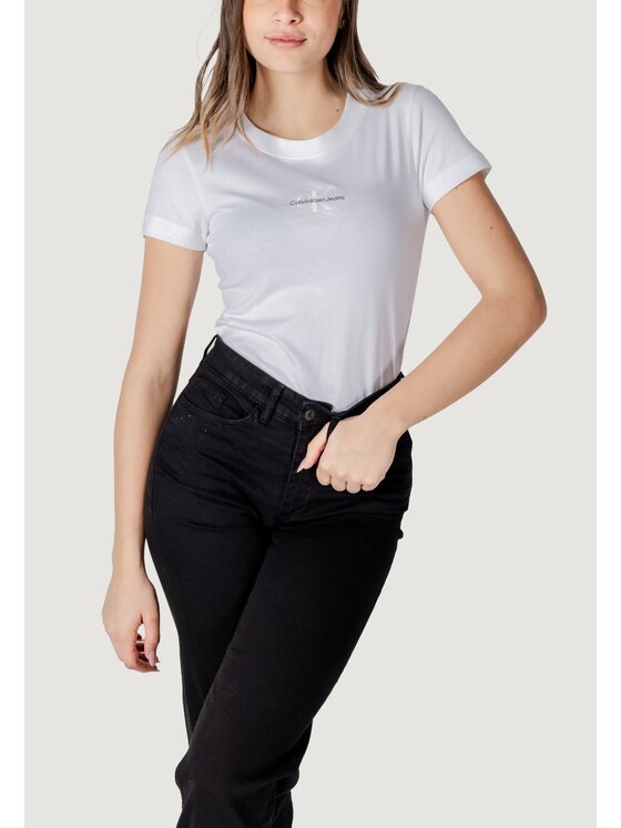 T-Shirt Calvin Klein Jeans, Rozmiar S, Białe, MONOLOGO TEE
